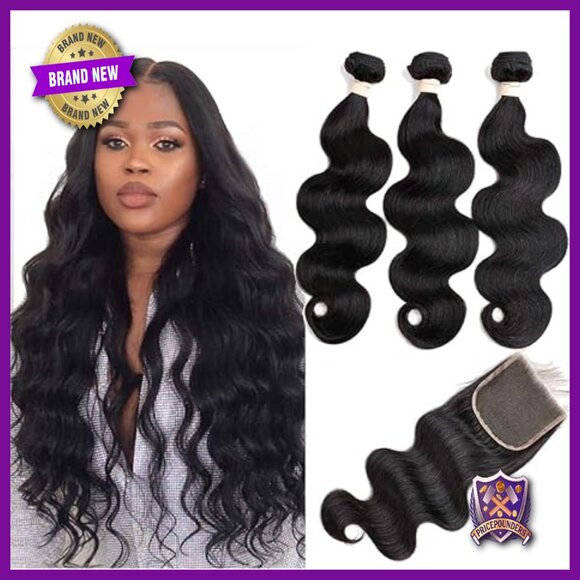 Brazilian Body Wave Virgin Human Hair Bundles with 4x4 Lace Closure main image 6